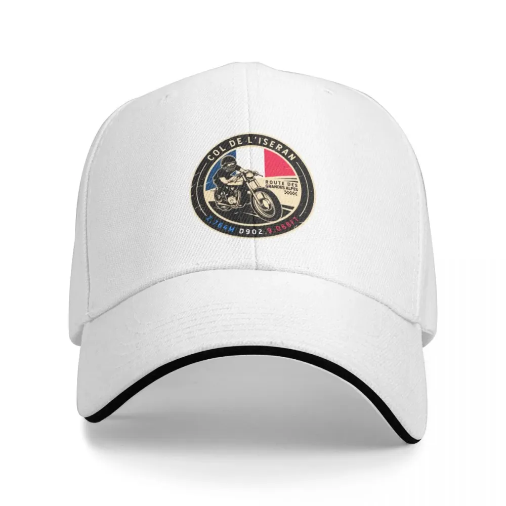 Casquette Moto Col de l'Iseran en Blanc Antre du Motard