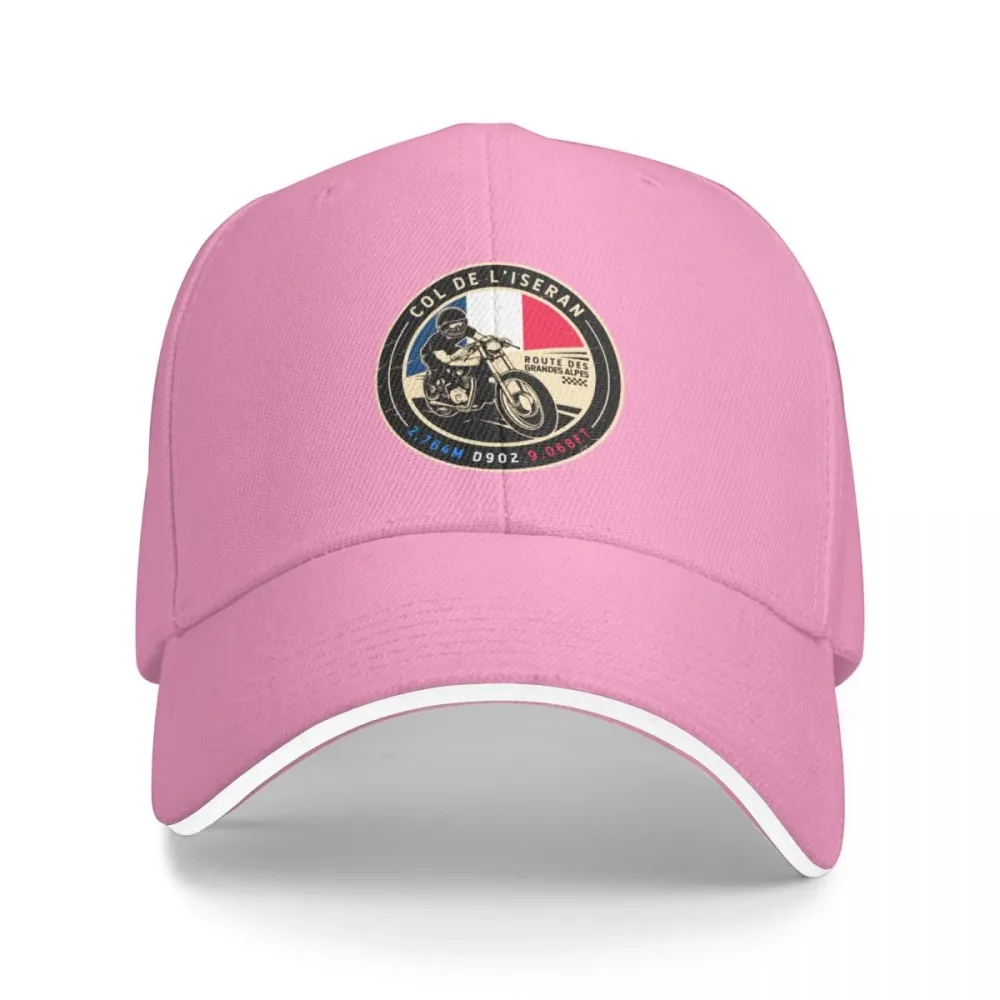 Casquette Moto Col de l'Iseran en Rose Antre du Motard