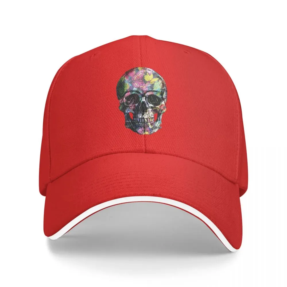 Casquette Moto Crâne Fleuri en Rouge Antre du Motard