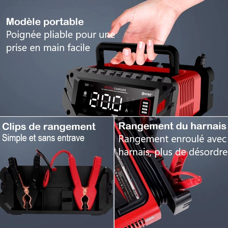 Chargeur batterie moto lithium 20A Pro 12V/24V Antre du Motard