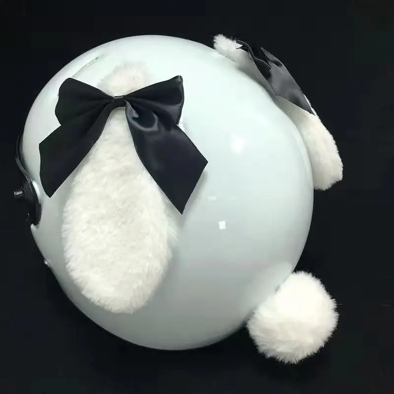 Décoration Casque Moto Oreille de Lapin avec Noeud Noir Antre du Motard