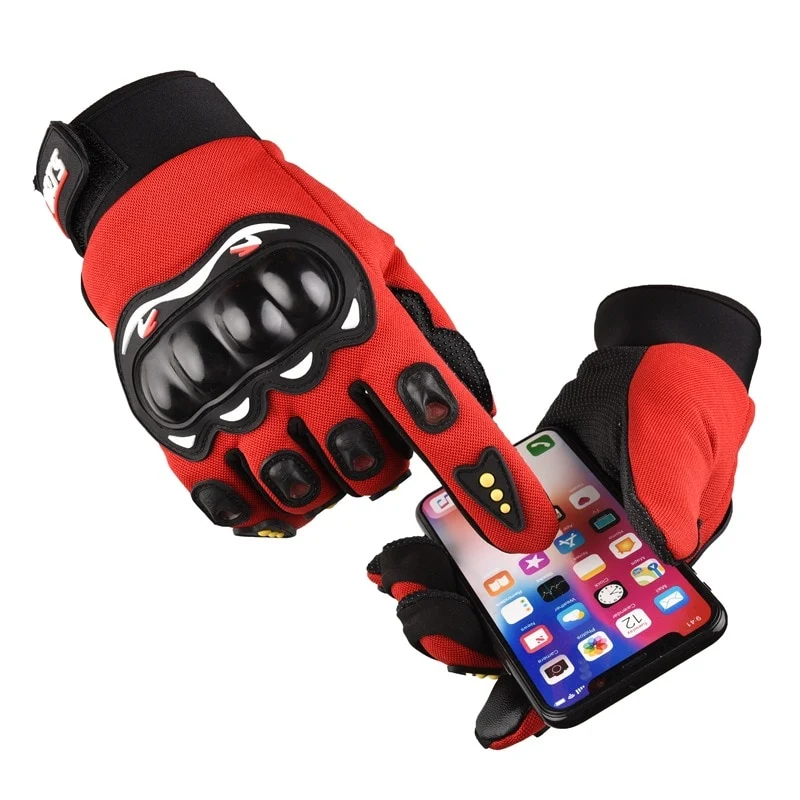 Gant Moto Rembourré Tactile Rouge Antre du Motard