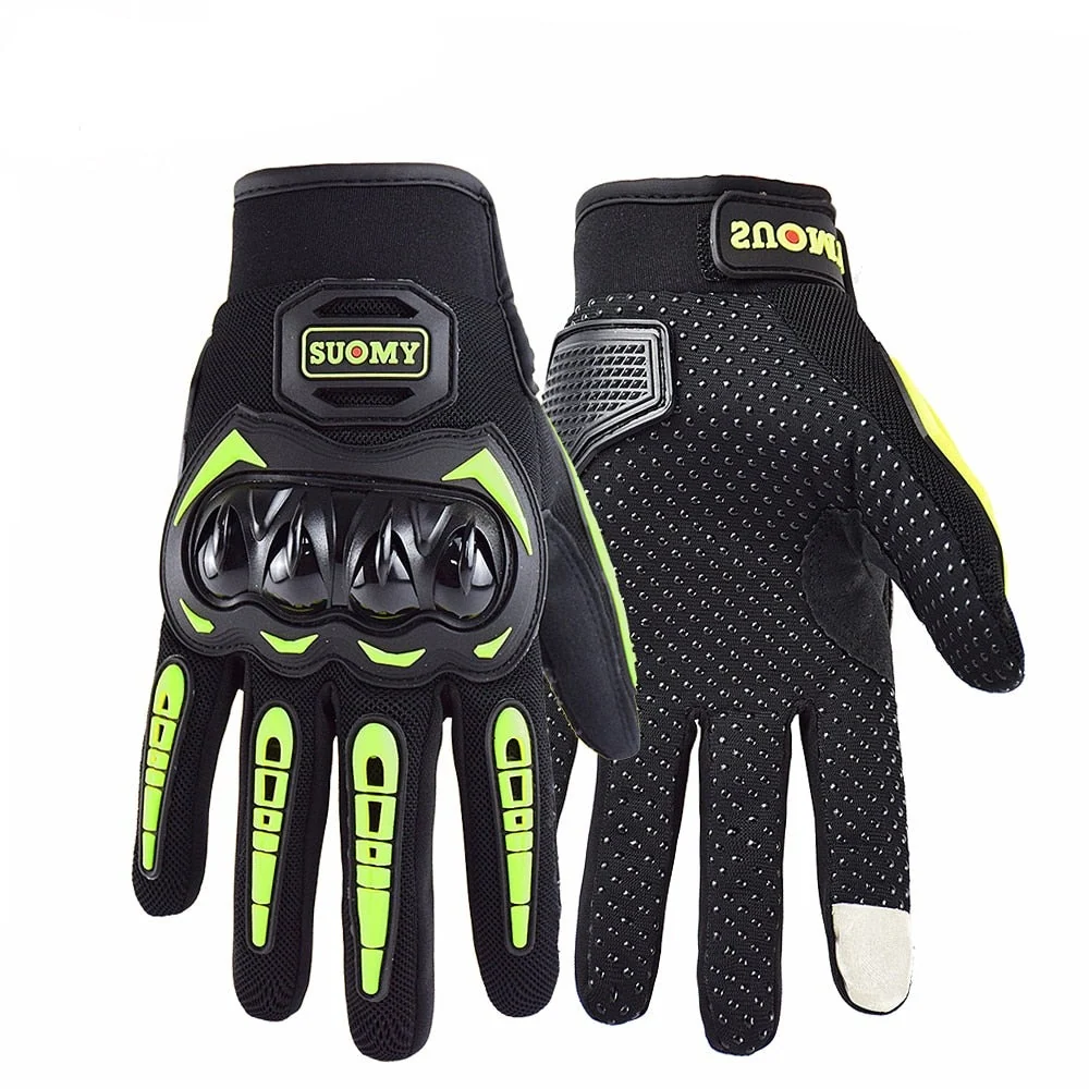 Gant Moto Renforcé Tactile Vert Fluo (Textile) Antre du Motard