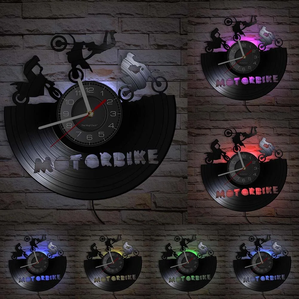 Horloge Murale Moto Cross Acrobatie (LED) Antre du Motard