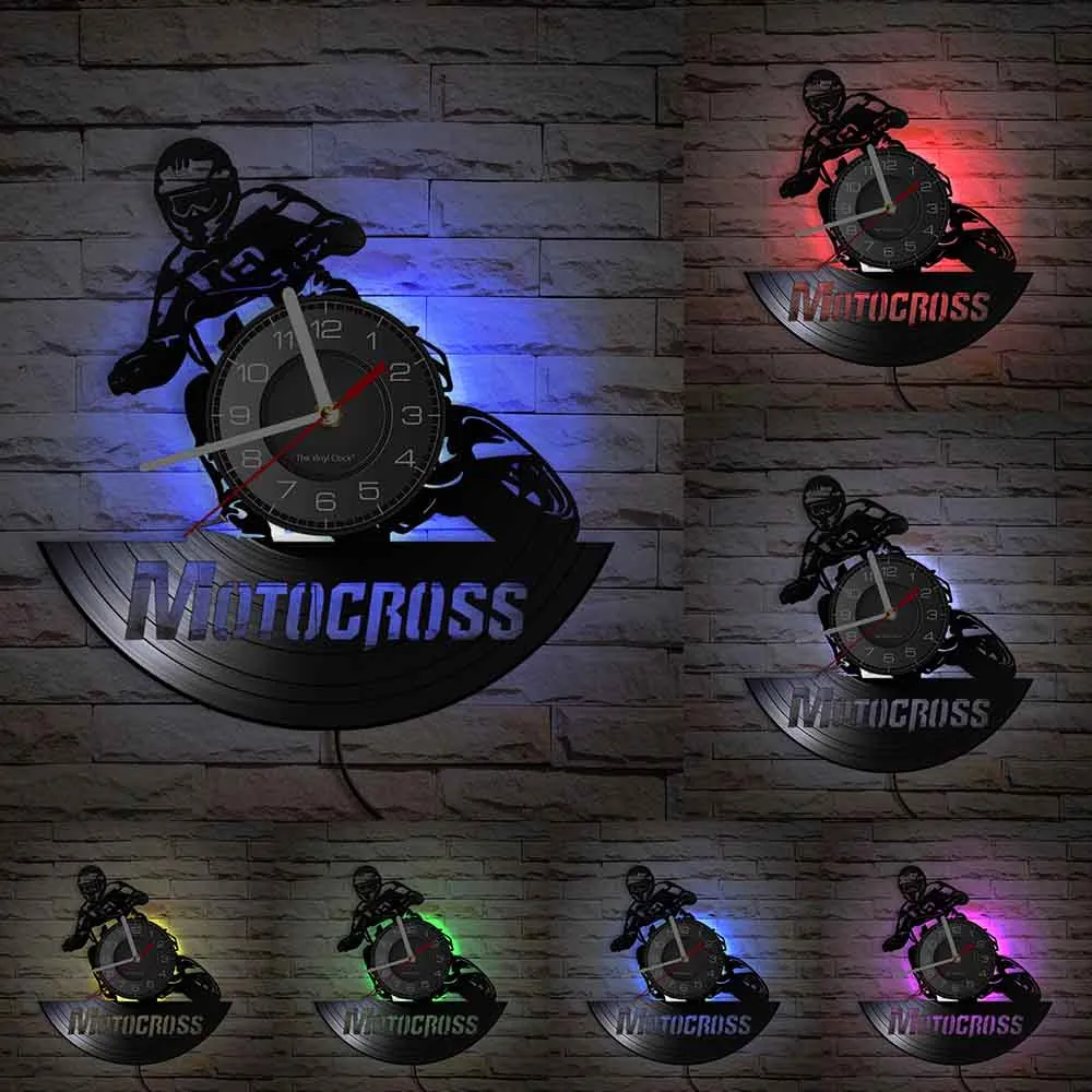 Horloge Murale Moto Cross Glissage (LED) Antre du Motard