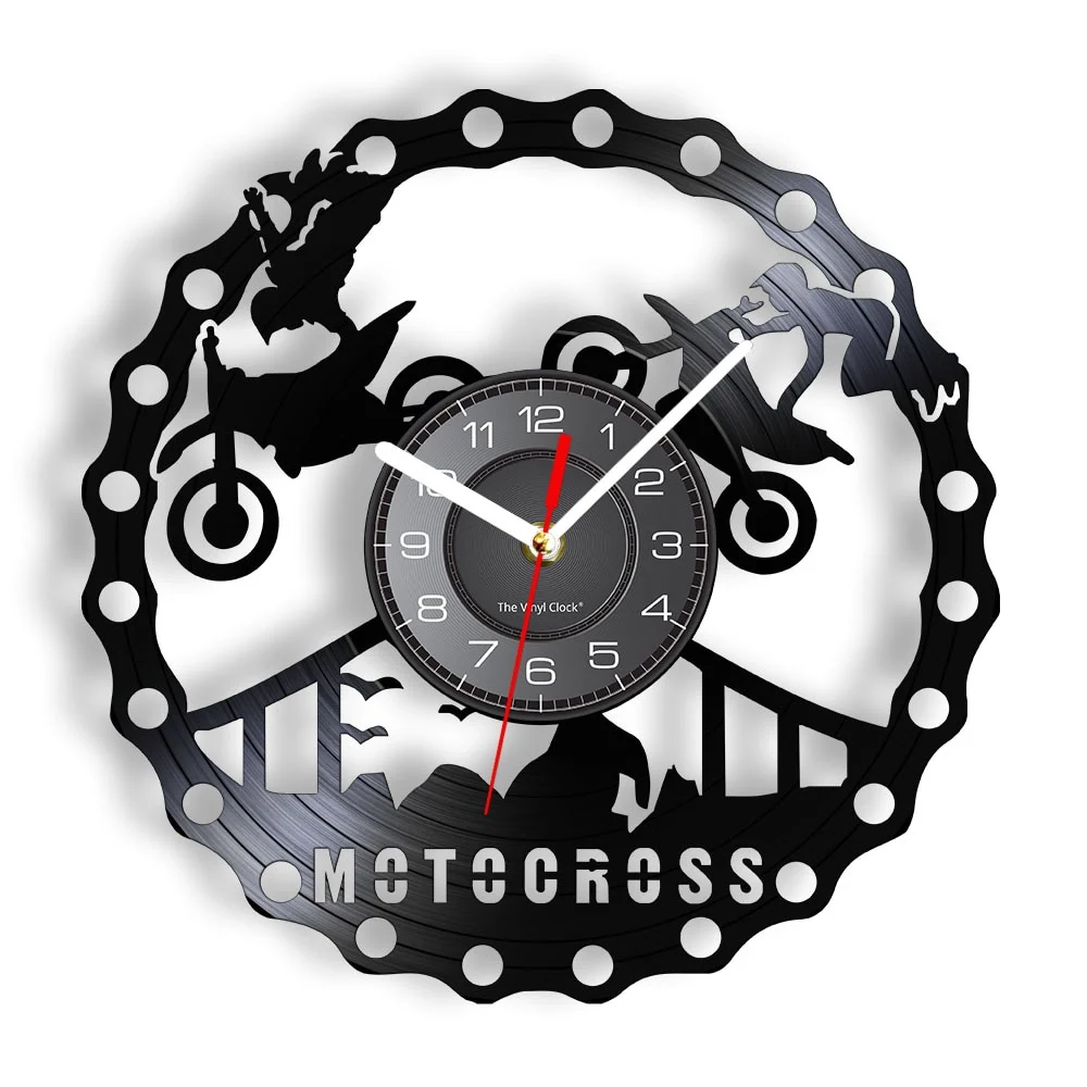 Horloge Murale Moto Cross Spectacle d'Acrobaties Antre du Motard
