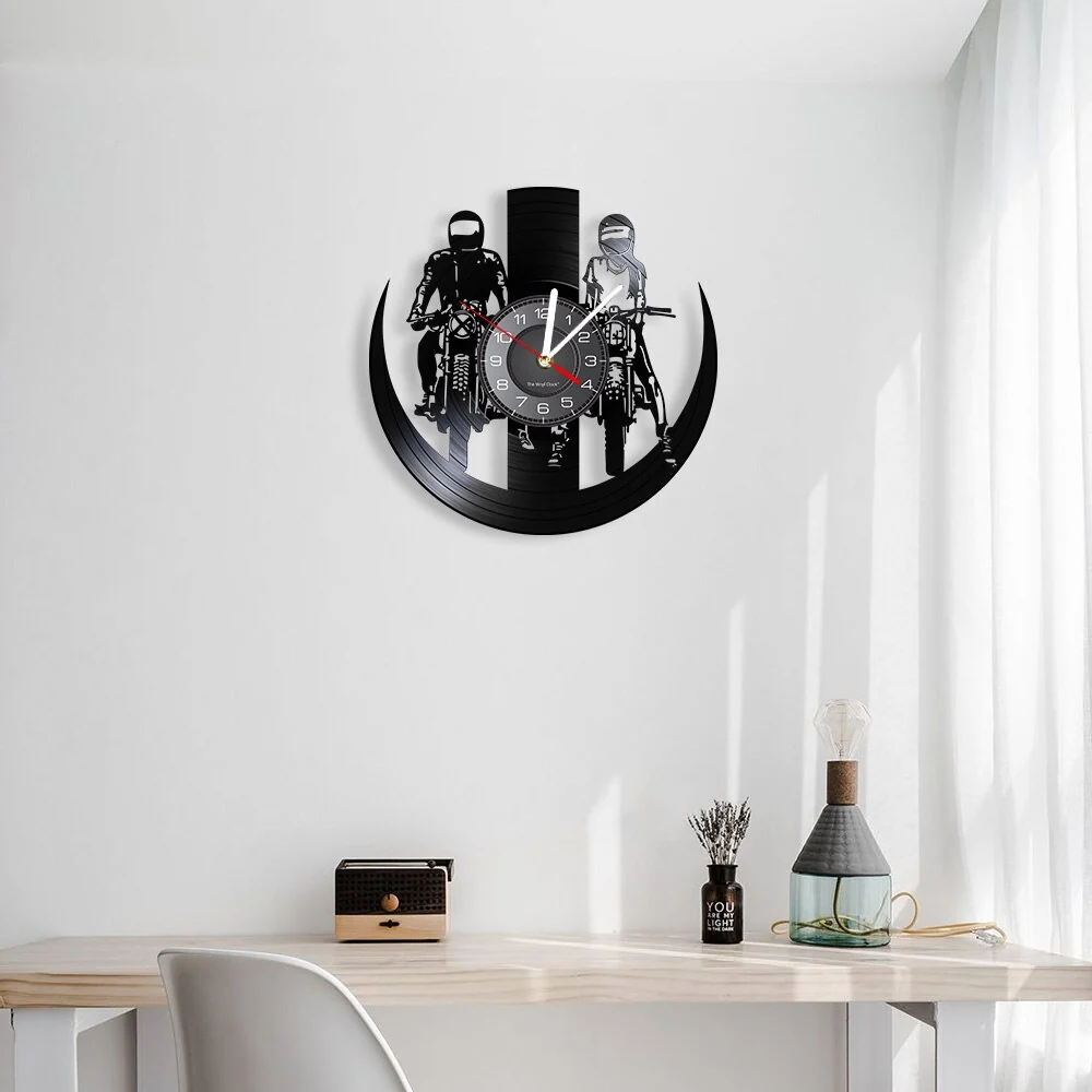 Horloge Murale Moto Balade en Couple Antre du Motard