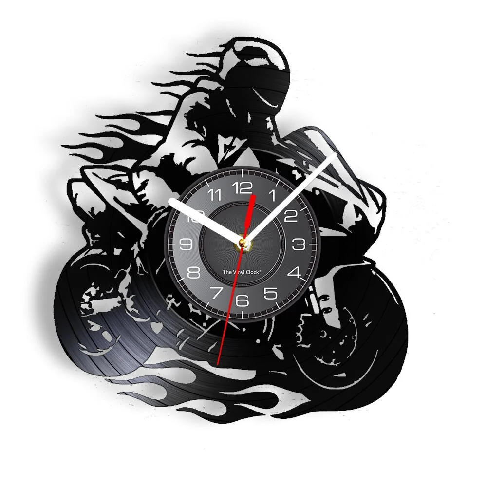 Horloge Murale Moto<br> Biker en Feu Antre du Motard