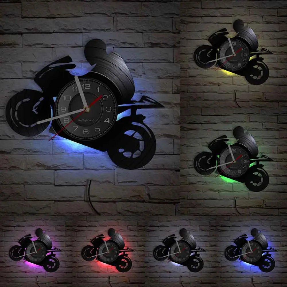Horloge Murale Moto Biker en Wheeling (LED) Antre du Motard