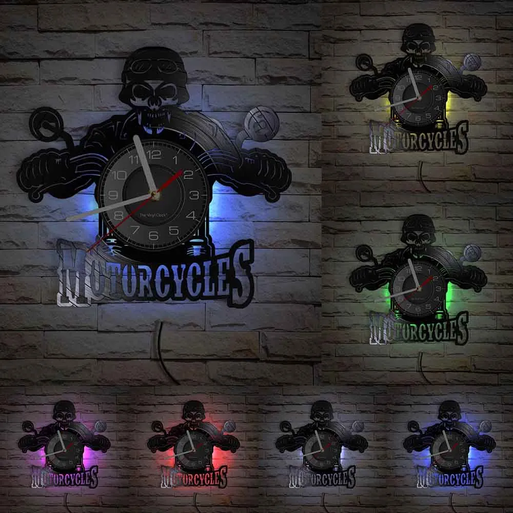 Horloge Murale Moto Biker Zombie (LED) Antre du Motard