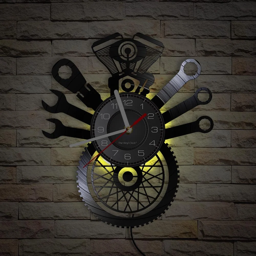 Horloge Murale Moto Outils du Motard (LED) Antre du Motard