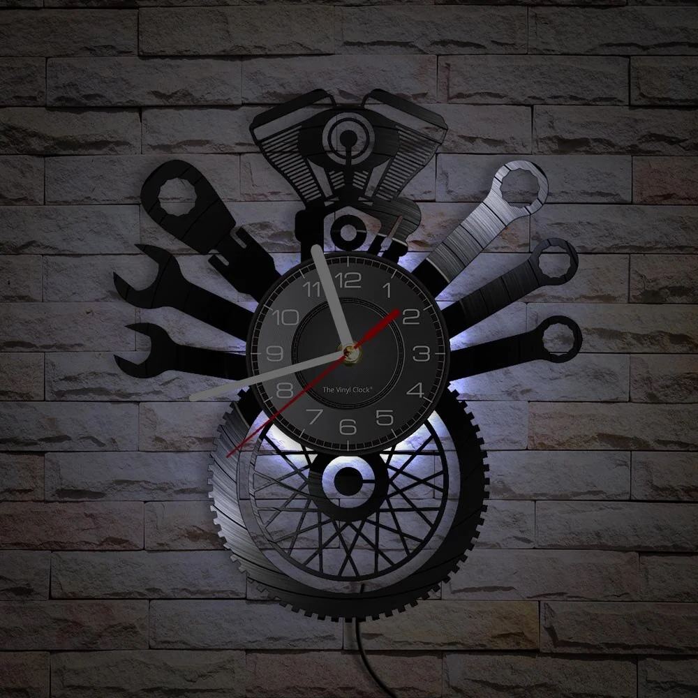 Horloge Murale Moto Outils du Motard (LED) Antre du Motard