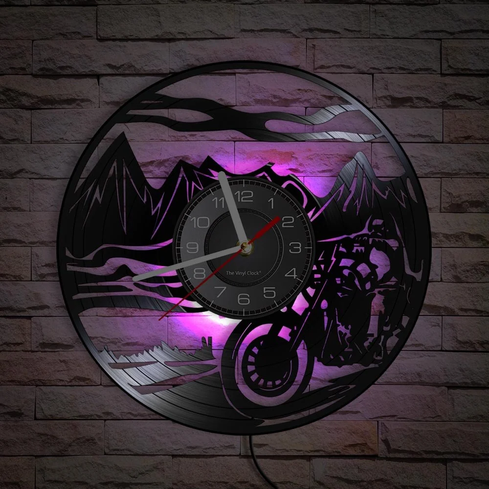 Horloge Murale Moto Route Montagneuse (LED) Antre du Motard
