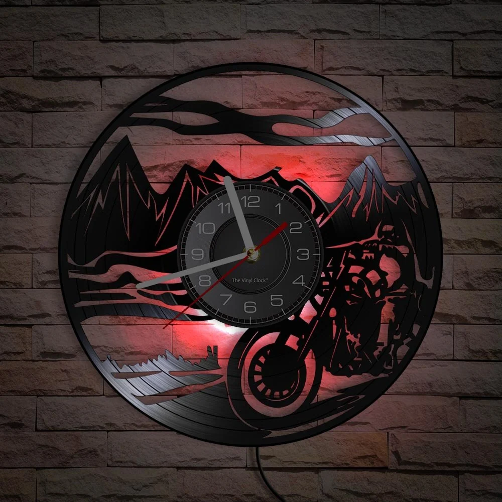 Horloge Murale Moto Route Montagneuse (LED) Antre du Motard
