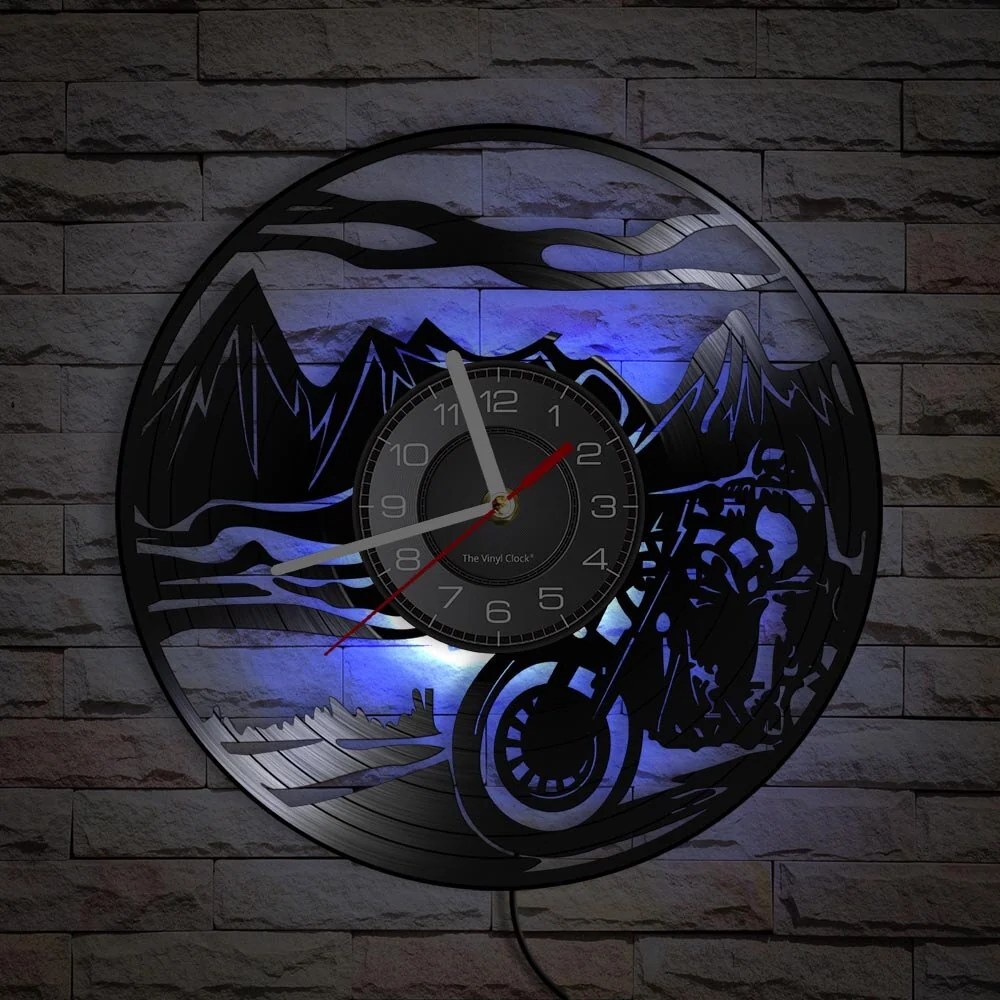 Horloge Murale Moto Route Montagneuse (LED) Antre du Motard