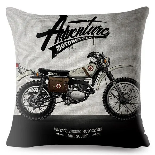 Housse de Coussin Décoratif Moto Cross Vintage Antre du Motard