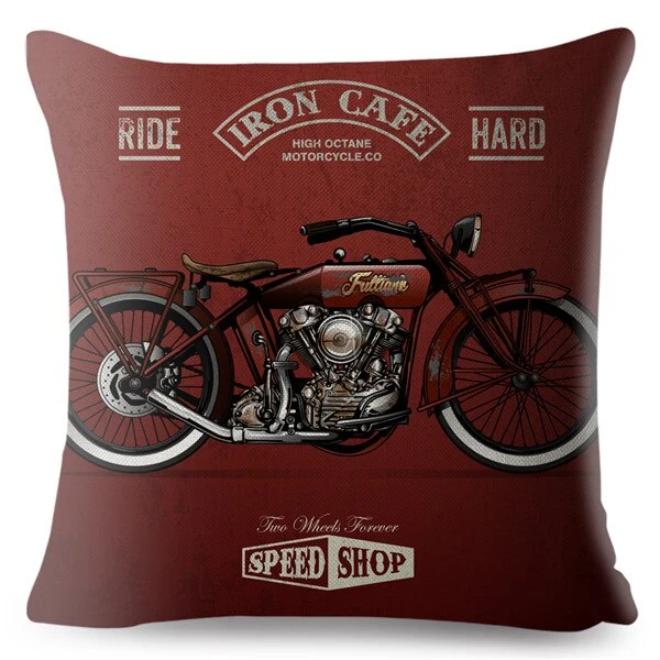 Housse de Coussin Décoratif Moto Custom Antre du Motard