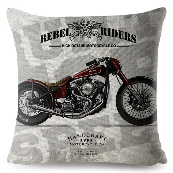 Housse de Coussin Décoratif Moto Rebelle Antre du Motard