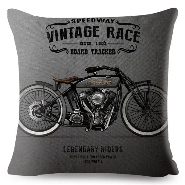 Housse de Coussin Décoratif Moto Rétro Antre du Motard
