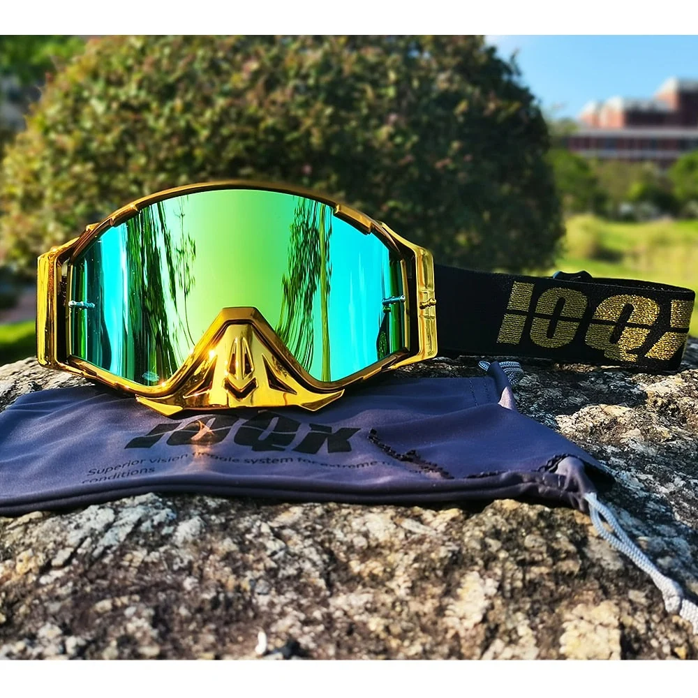 Lunette Moto Cross Doré Ecran Large Antre du Motard
