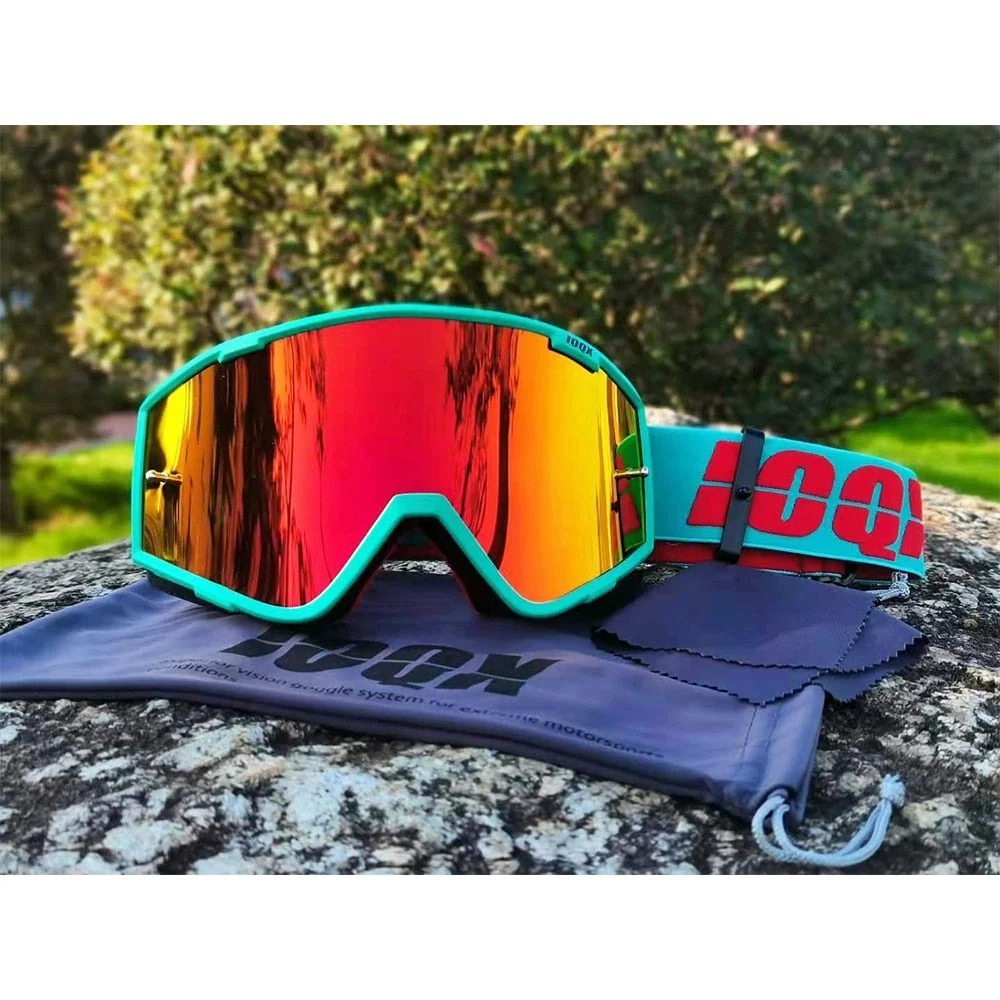Lunette Moto Cross Turquoise avec Ecran Large Antre du Motard