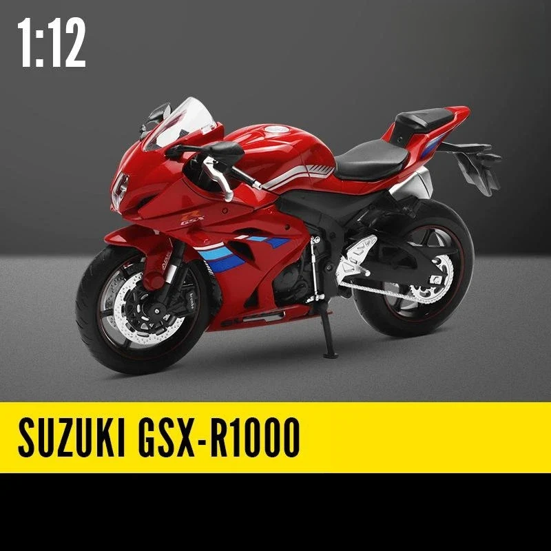 Moto Miniature 1:12 SUZUKI GSX-R1000 Rouge à Bandes Bleues Antre du Motard