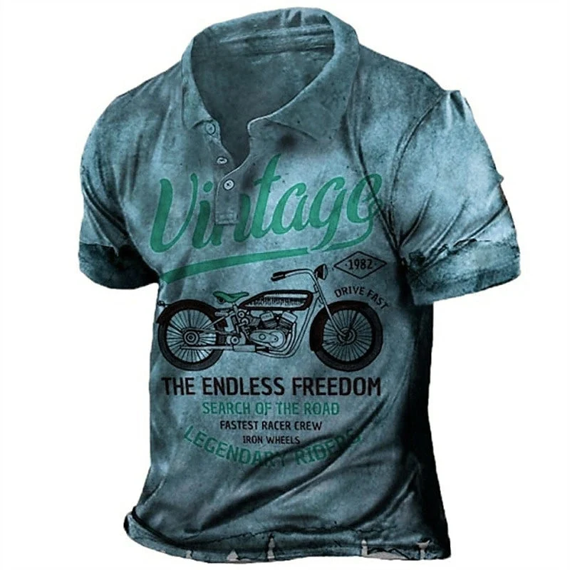 Polo Moto Vintage Bleu Antre du Motard