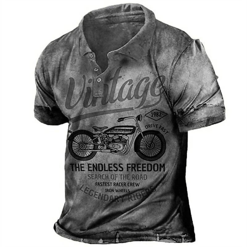 Polo Moto Vintage Gris Antre du Motard