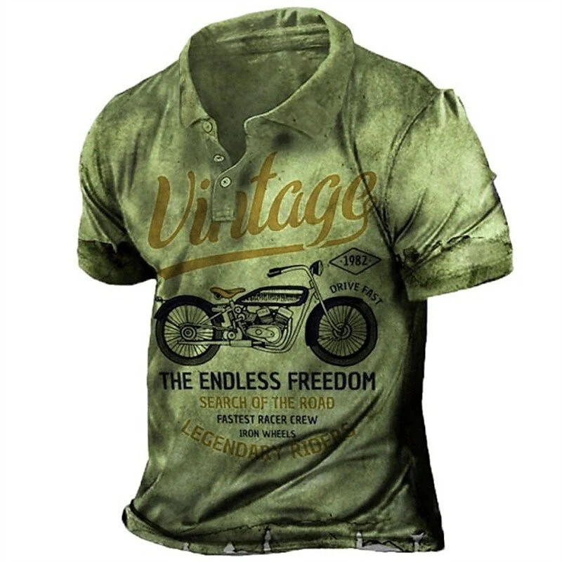 Polo Moto Vintage Vert Antre du Motard