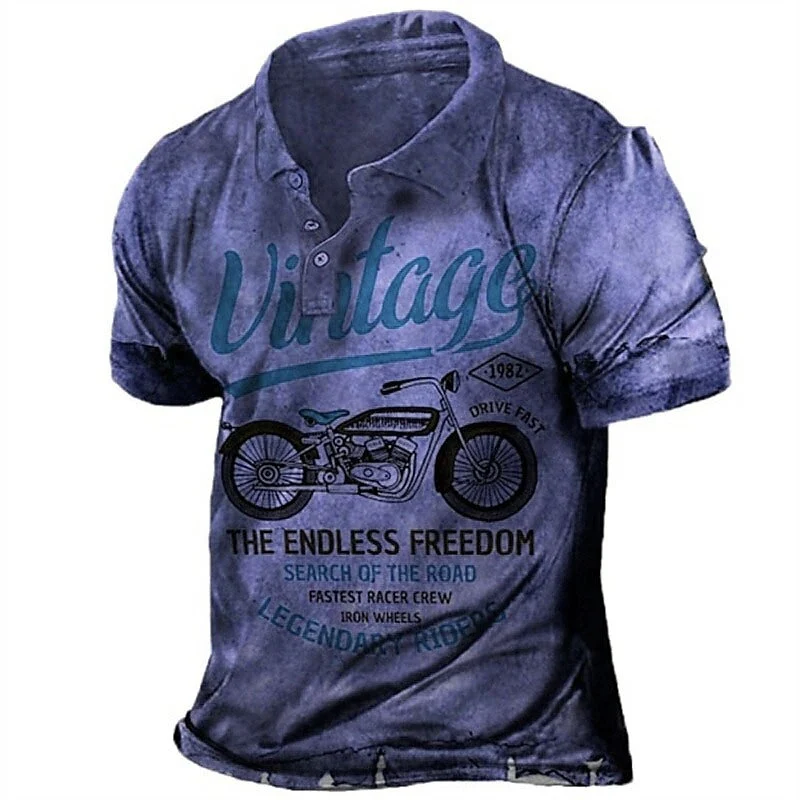 Polo Moto Vintage Violet Antre du Motard