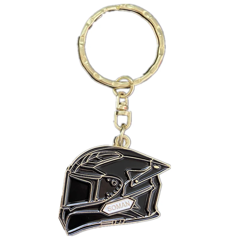 Porte Clé Casque de Moto En Métal (Noir) Antre du Motard