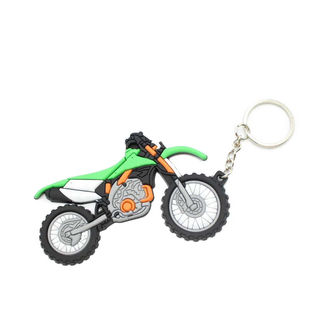 Porte Clé Moto Cross Verte en Caoutchouc Antre du Motard