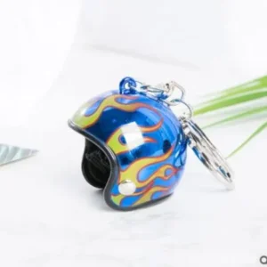 Porte-Clef Moto<br> Casque avec Design Flammes Antre du Motard