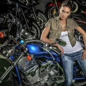 Poster Moto<br> Femme & Garage Antre du Motard