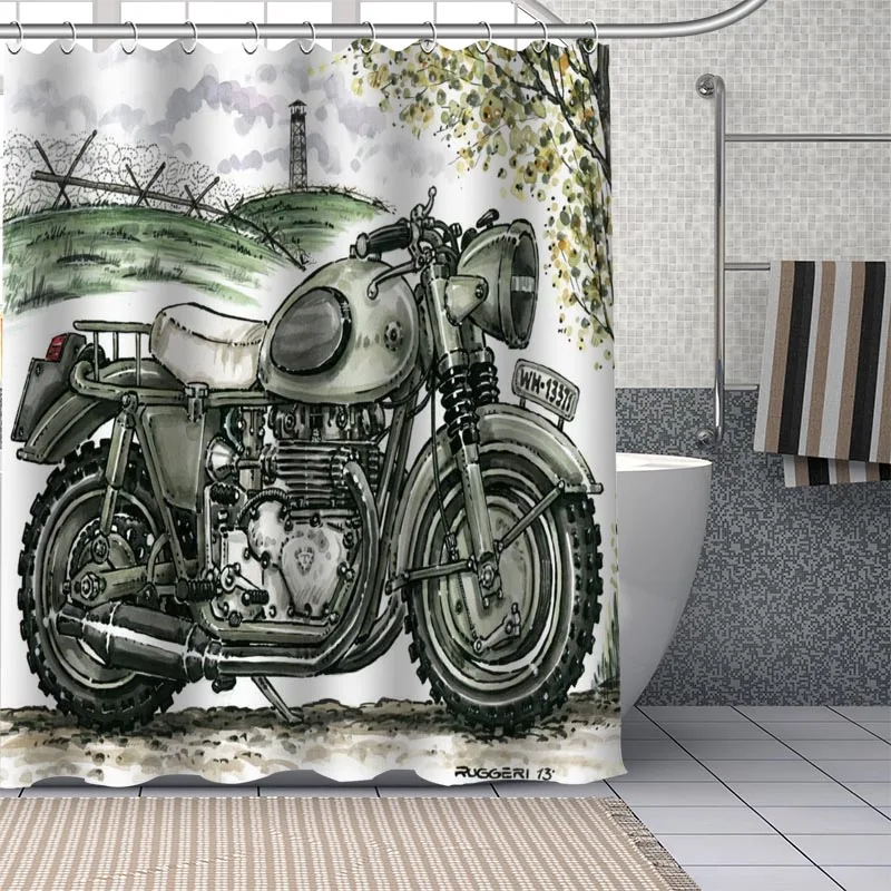 Rideau de Douche Moto Vintage Antre du Motard