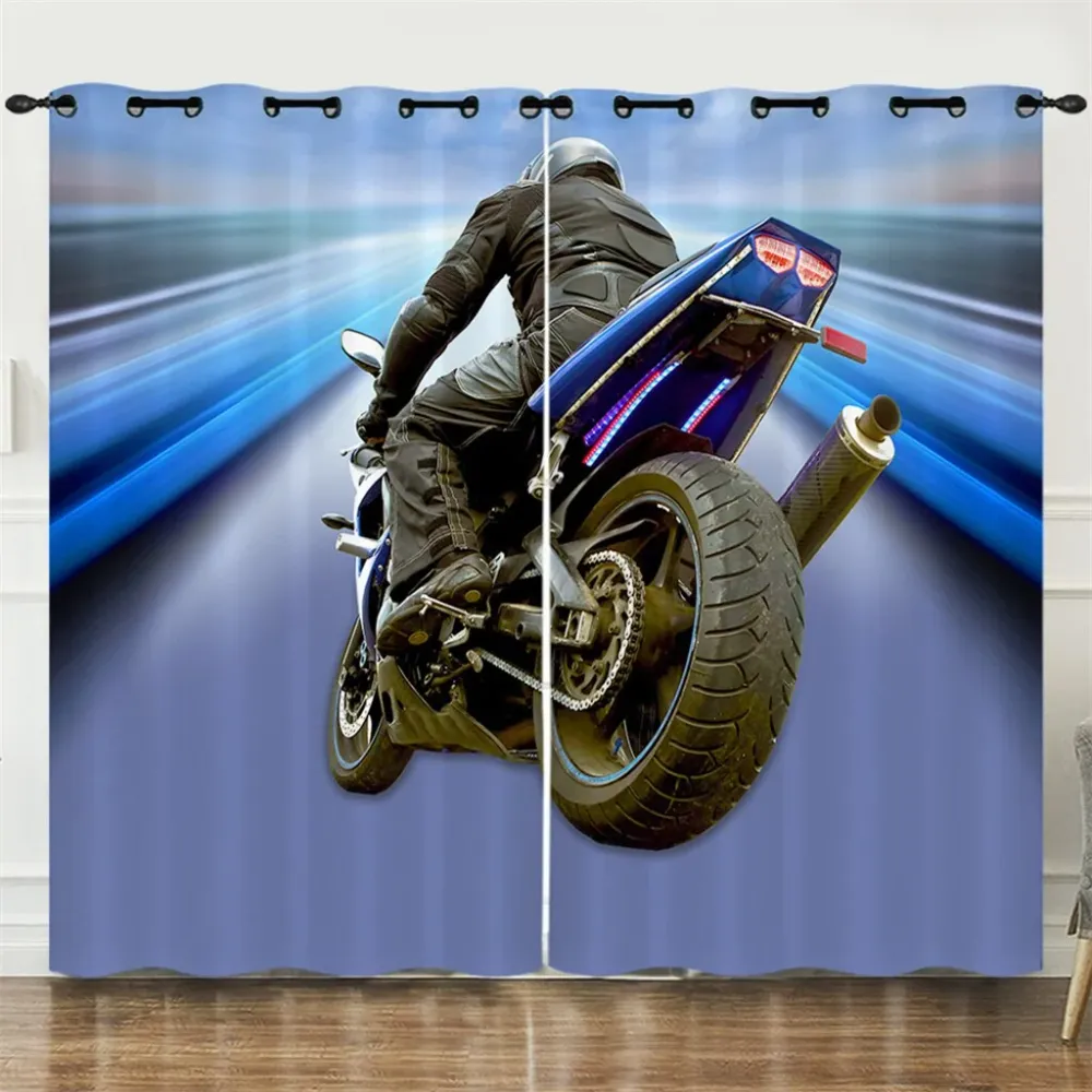 Rideau Moto Motard Vue Trois Quarts Arrières Antre du Motard