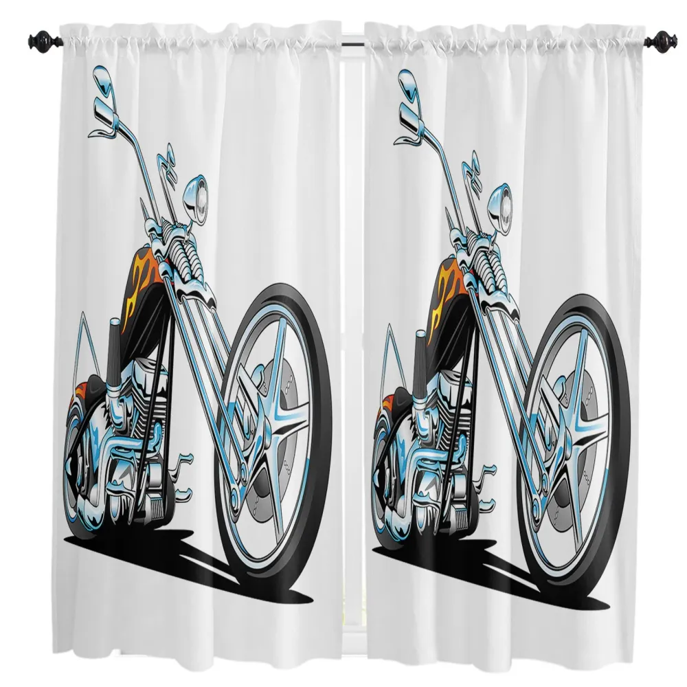Rideau Moto Peinture Flammes Antre du Motard