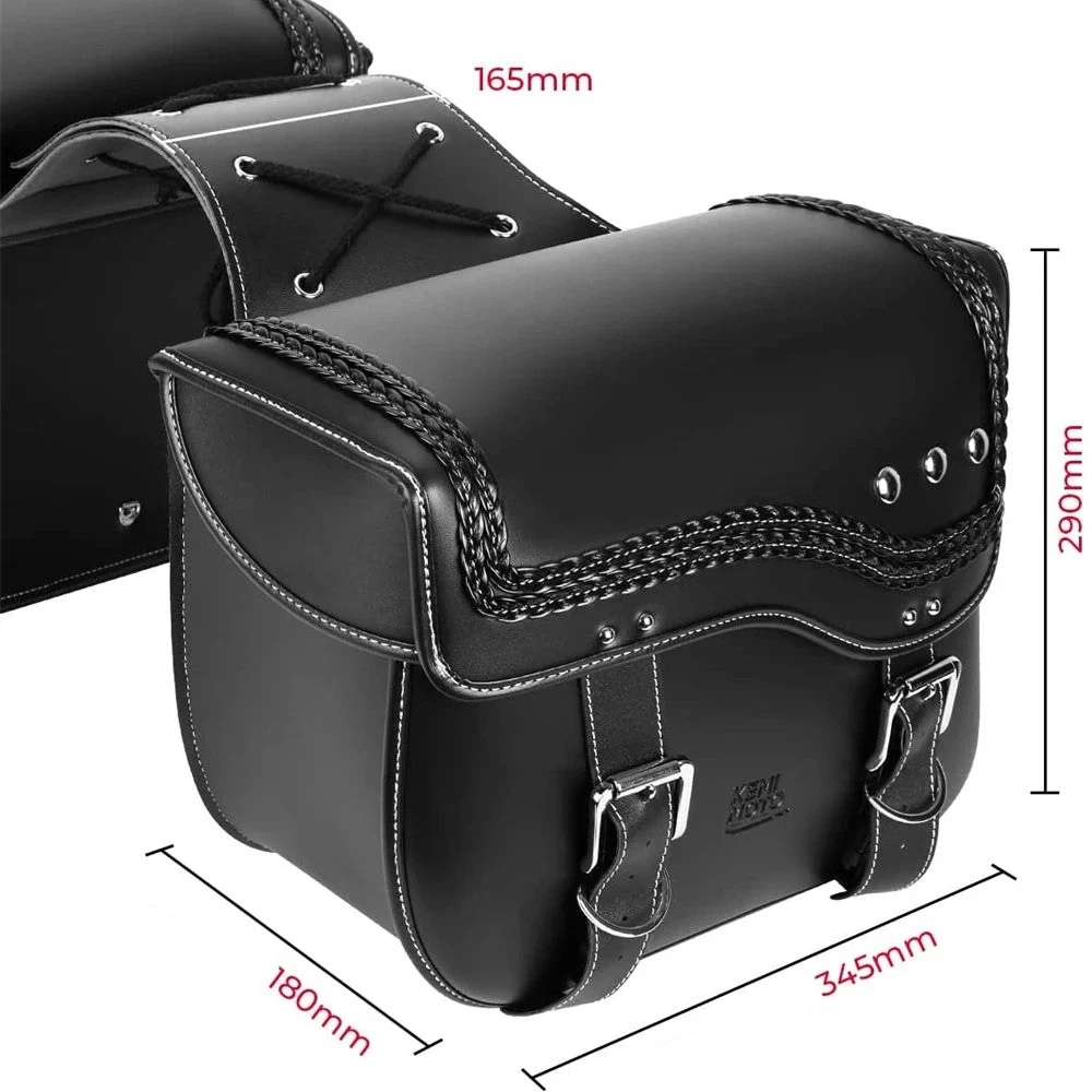 Sacoche cavaliere lateral pour moto étanches en cuir 30L Antre du Motard