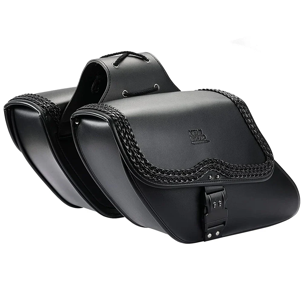 Sacoche cavalière latéral en cuir pour moto Antre du Motard