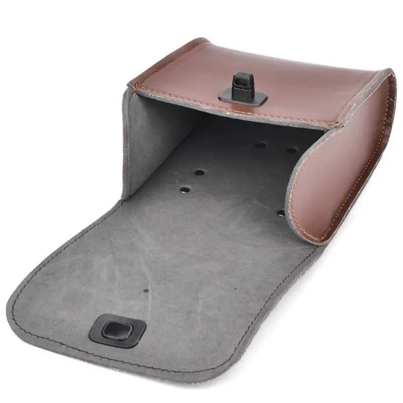 Sacoche moto cuir marron Antre du Motard