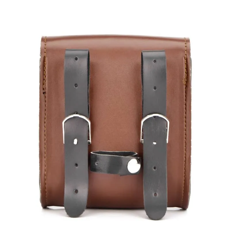 Sacoche moto cuir marron Antre du Motard