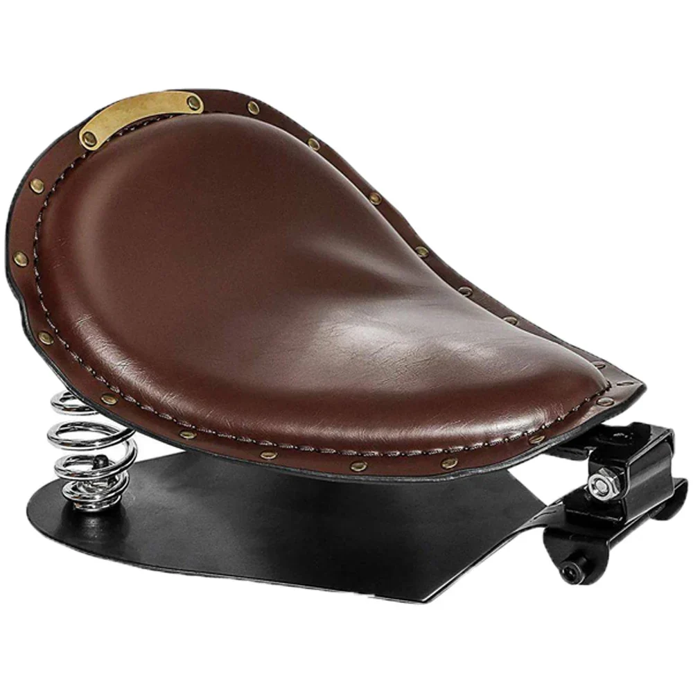 Selle de moto bobber en cuir marorn Antre du Motard