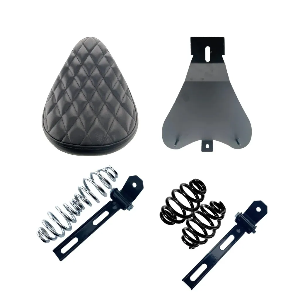 Selle de moto bobber en cuir noir Antre du Motard