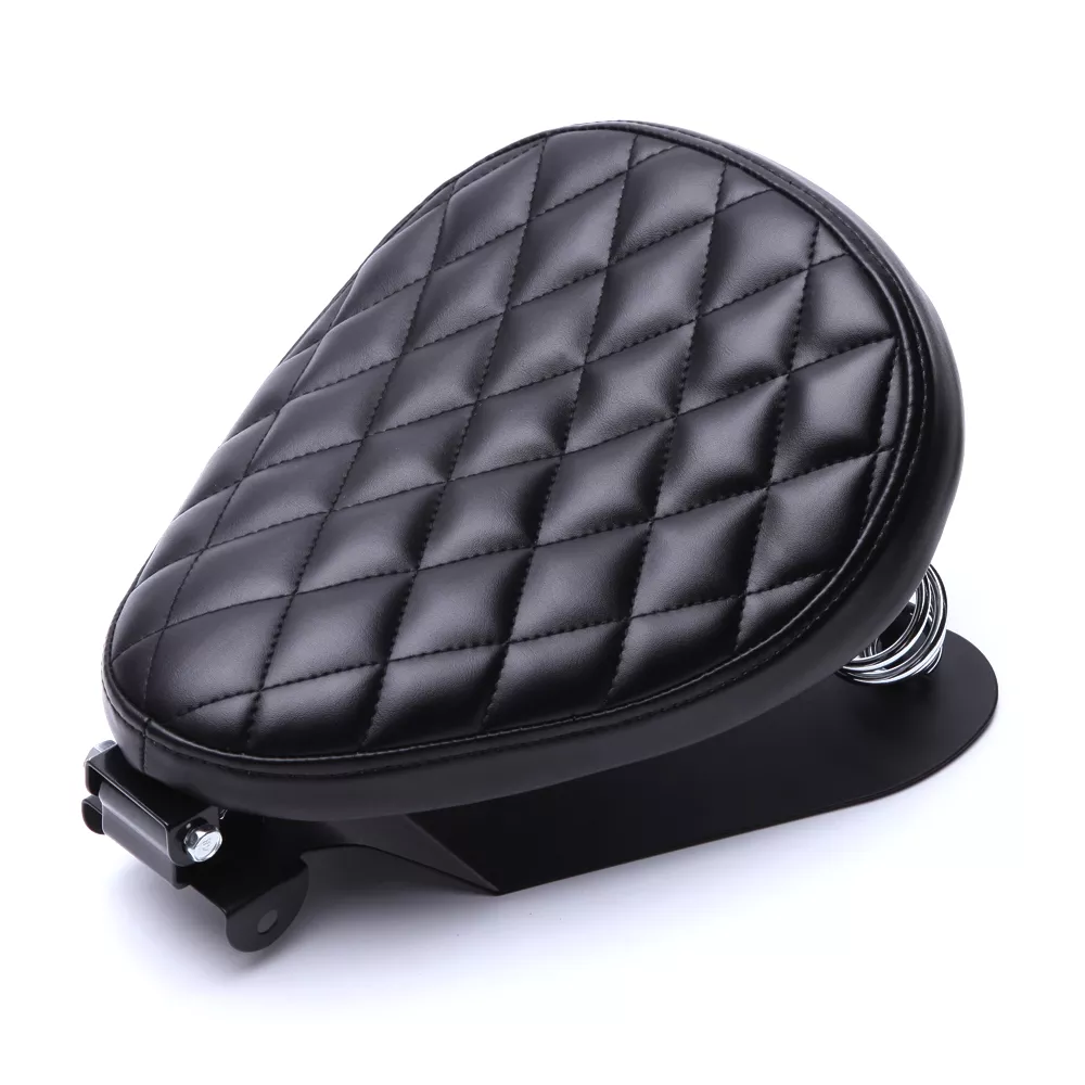 Selle de moto bobber en cuir noir Antre du Motard