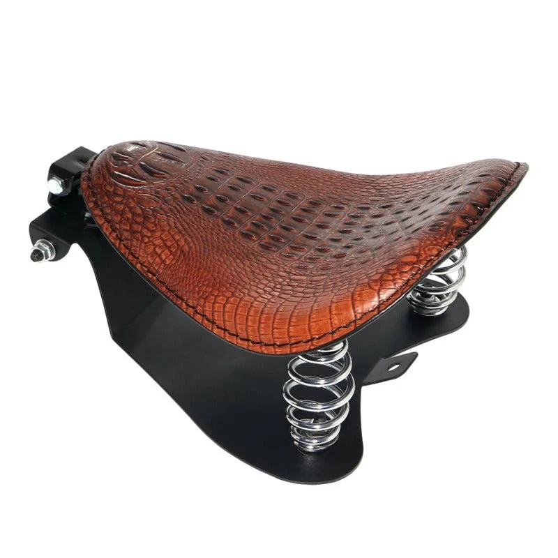 Selle de moto solo en cuir marron Antre du Motard