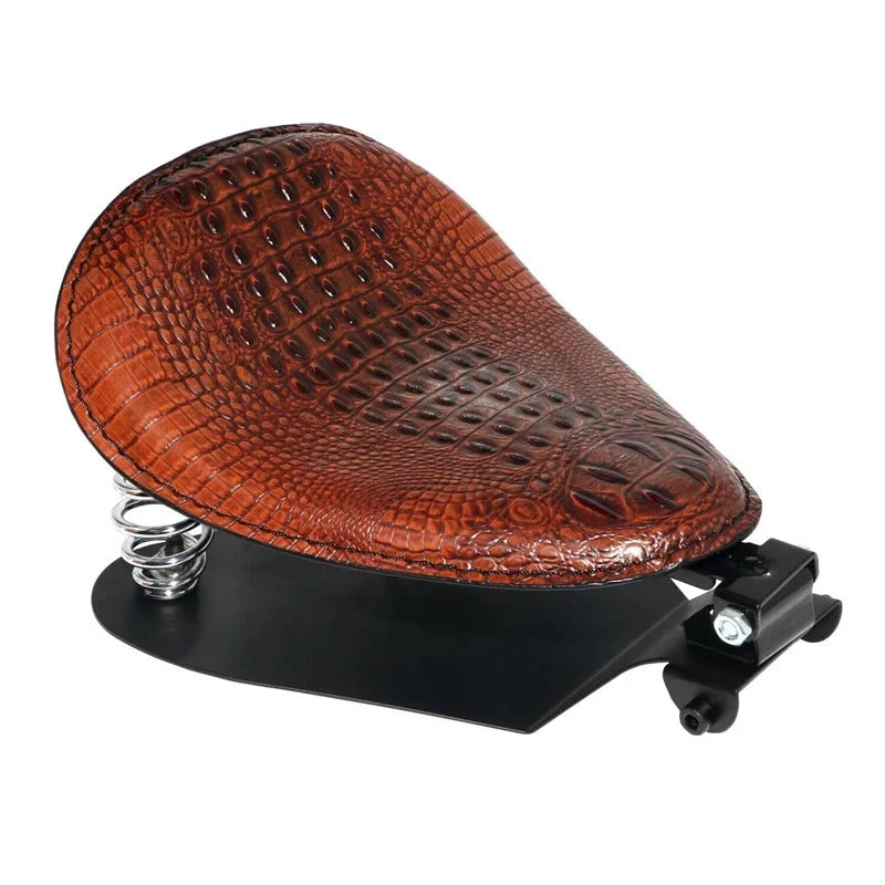 Selle de moto solo en cuir marron Antre du Motard