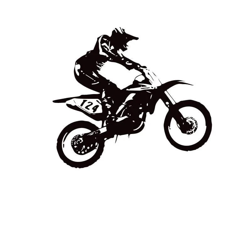 Sticker Mural Moto Cross Noir et Blanc Antre du Motard