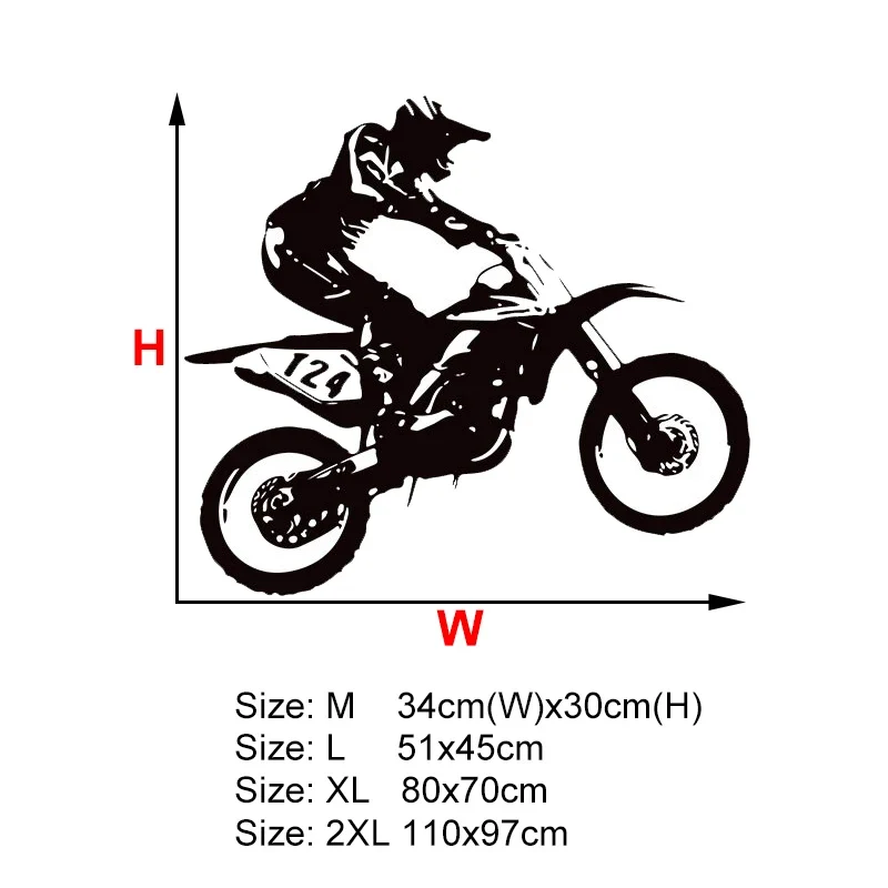 Sticker Mural Moto Cross Noir et Blanc Antre du Motard