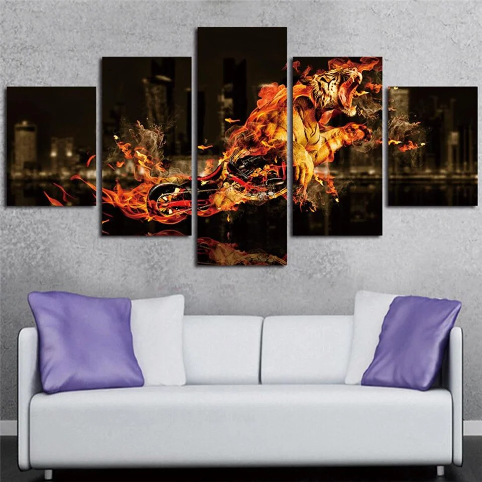 Tableau Moto En Feu Antre du Motard