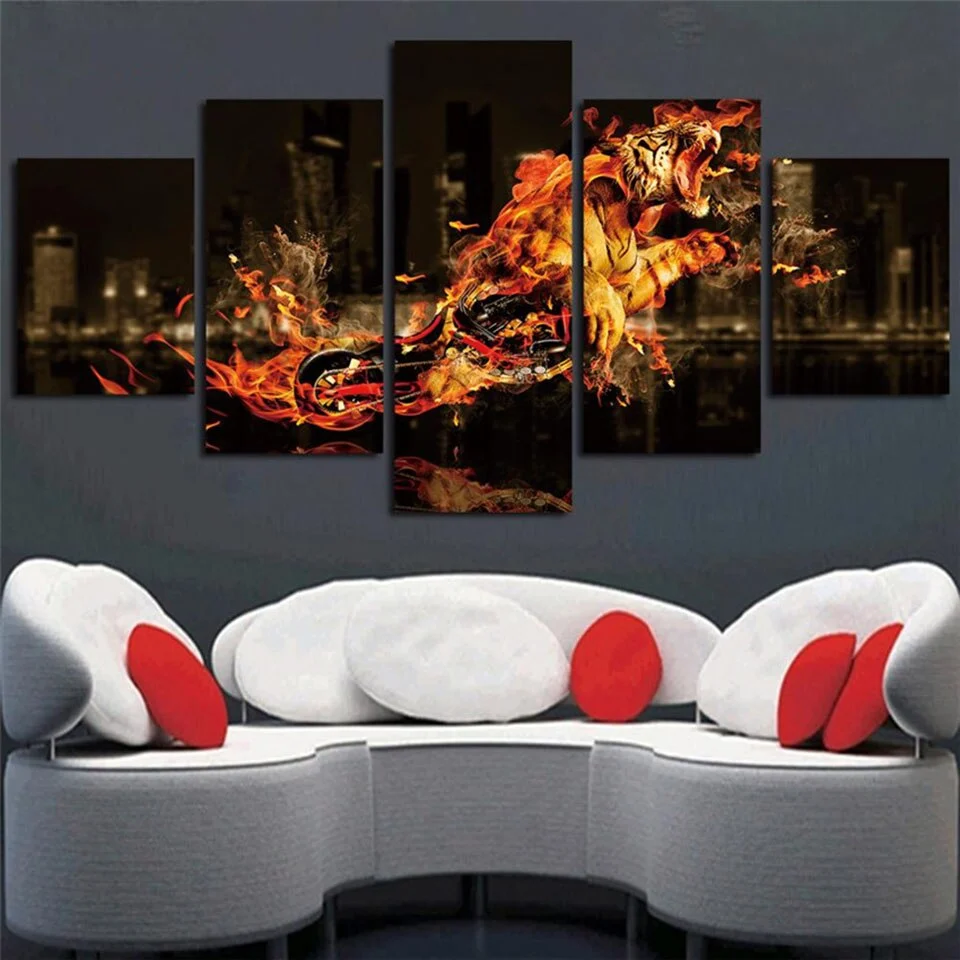 Tableau Moto En Feu Antre du Motard
